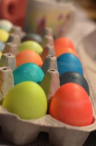 Coloring Easter eggs is always fun in our home. Nothing too elegant, just basic colors with natural dyes. No PAAS in our home!